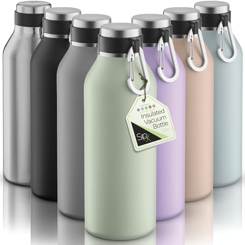 Image of SipX 32 oz Stainless Steel Insulated Water Bottle with Leakproof Lid & Carry Hook - Triple Insulated - Cold 24 Hours /Hot 12 Hours - Perfect for Gym, Work, Sports, Travel - Green
