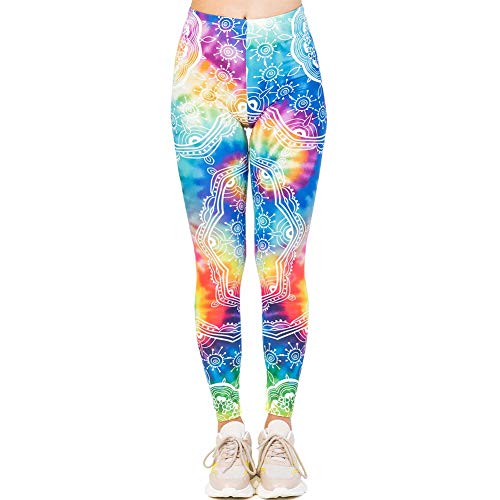 Tie Dye Seamless Workout Leggings - Women’s Colorful Mandala Printed Yoga Leggings, Tummy Control Running Pants #TOP1