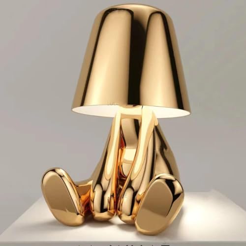 YYCFB Lampada da Tavolo Decorativa Touch USB di Ricarica Pensatore Creativa Piccola Lampada da Tavolo Golden Man per Camera da Letto,Studio,Decorazione della Casa