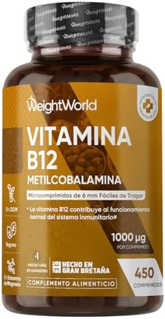 Vitamina B12 Vegana 1000 mcg - 450 Micro Comprimidos de Metilcoba...