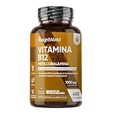 Vitamina B12 Vegana 1000 mcg - 450 Micro Comprimidos de Metilcobalamina B12 para Más de 1 Año de Suministro - Sin OGM y Sin Lactosa
