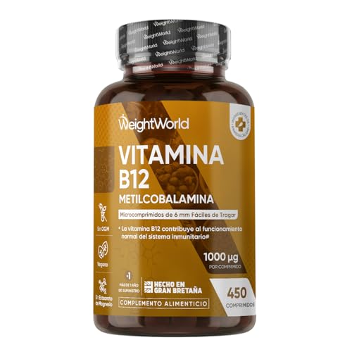 Imagen de Vitamina B12 Vegana 1000 mcg 450 Micro Comprimidos de Metilcobalamina B12 para Más de 1 Año de Suministro Sin OGM y Sin Lactosa