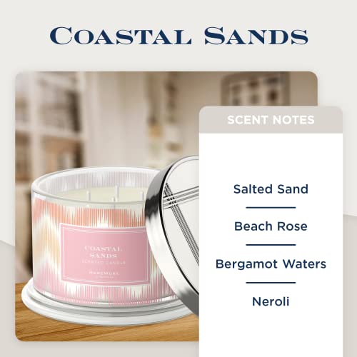 Premium Scented 4-Wick Candle, Coastal Sands, Homeworx By Slatkin & Co - 18 Oz - Long-Lasting Jar Candle, 30-55 Hours Burn Time - Notes Of Salted Sand, Beach Rose, Bergamot Waters & Neroli #TOP1