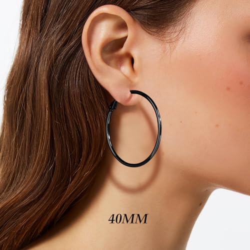 Image of DAILY VIBES Simple Big Thin Hoop Earrings for Women Trendy, 3 Pairs | 925 Sterling Silver Post Large Hoops, 14K Gold or Silver Plated Loop, Hypoallergenic Hoop Earrings Set