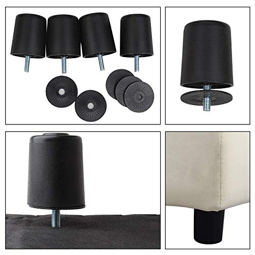 H&B Luxuries Tufted Leather Square Flip Top Storage Ottoman Cube Foot Rest (Cream With Storage) #TOP5