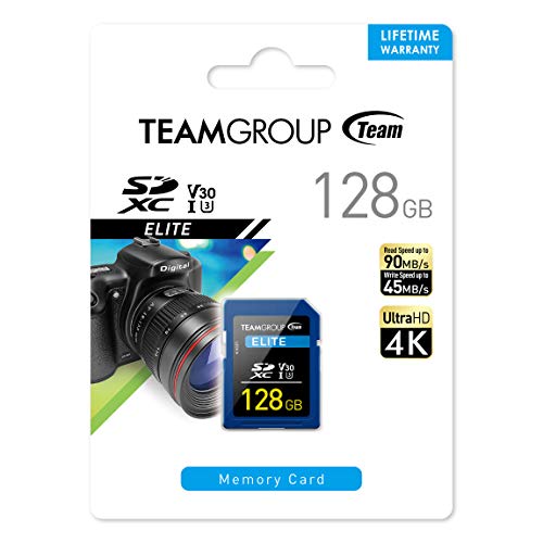 Teamgroup Elite 128Gb Uhs-I U3 V30 Uhd Read Speed Up To 100Mb/S Sdxc High Speed 4K Memory Card Compatible With Canon Sony Nikon Panasonic Fujifilm Digital Camera Tesdxc128Giv3001 #TOP4