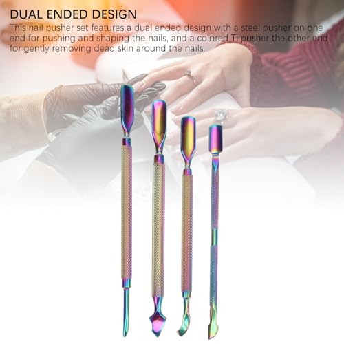 Conjunto de Empurrador de Cutícula de Unha, Ferramentas de Manicure e Pedicure Com Ponta Dupla para