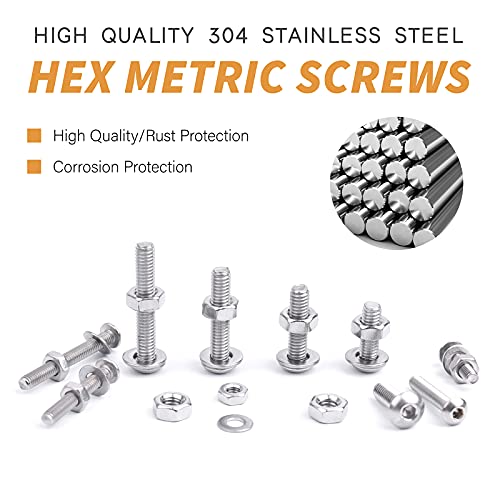 VIGRUE-820pcs-M4-M3-M25-M2-Button-Head-Socket-Cap-Screws-Bolts-Nuts-Washers-Assortment-Kit-304-Stainless-Steel-Metric-Screws-Assortment-Set-Small-Bolts-and-Nuts-Kit
