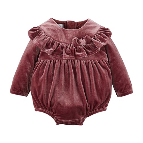 Mud Pie Baby Berry Velvet Romper; 0-3M