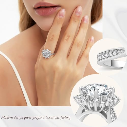 0.5/1.5/2/3CT Moissanite Engagement Rings for Women, D Color VVS1 S925 Sterling Silver Wedding Band Flower shape Engagement Moissanite Ring with 18K Gold Plated3