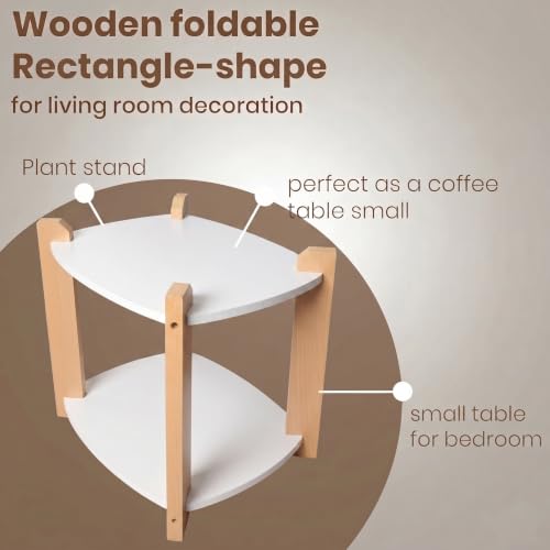 Image of Modern Square Side Table, Home Decor for Living Room, Bed Side Tables for Bed Room, stools for Home, Furniture for Home, 2-Tier White Shelves