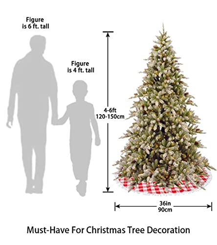 Buffalo Plaid Christmas Tree Skirt Red 36 Inch Medium Christmas Tree Skirt Hook&Loop Design Tassel Tree Skirt Checkered Christmas Tree Skirt Cotton Plaid Holiday Christmas Decoration #TOP3