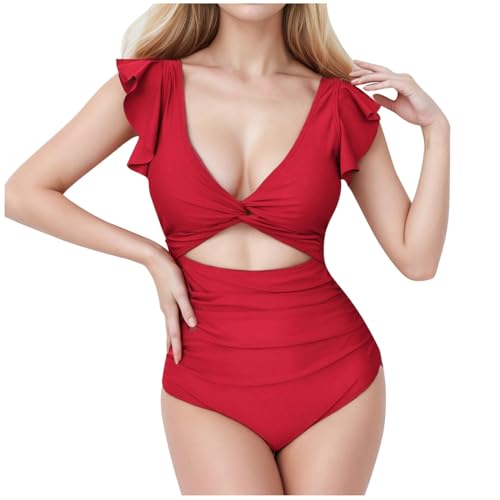 Bikini femme taille haute uni et évidé pour l'été