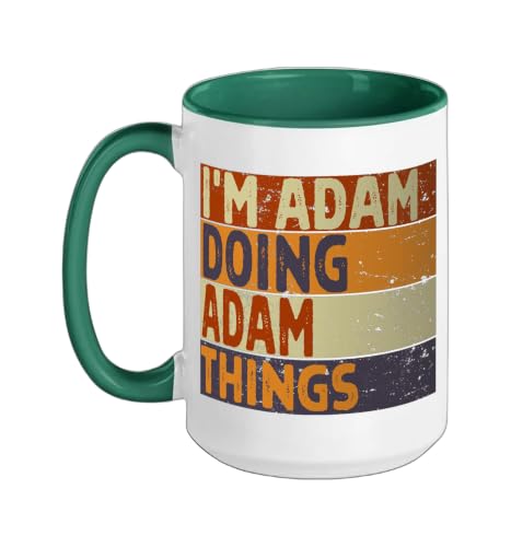 Retro I'm ADAM Doing ADAM Things Funny Birthday Joke Ceramic Mug, Dark Green/White, 15oz