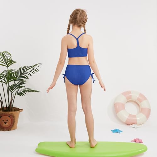 Image of Weixinbuy Girls Swimsuits Summer Bathing Suit for Teens Girls 2 Piece Bikini Set Solid Beach Swimsuit Swimwear for Girls