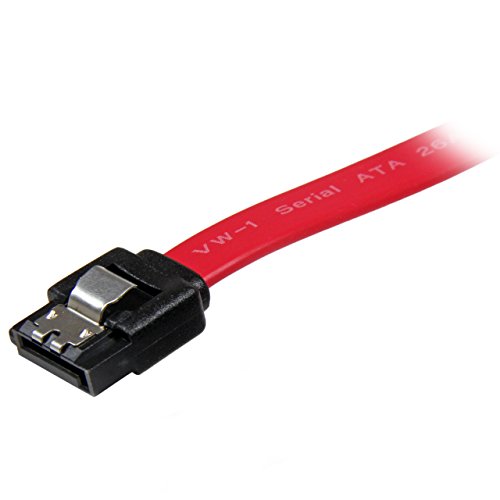 Image of StarTech.com 12in Latching SATA Cable - SATA Cable - Serial ATA 150 /300 /600 - SATA (R) to SATA (R) - 1 ft - latched - red - LSATA12 (Pack of 2)