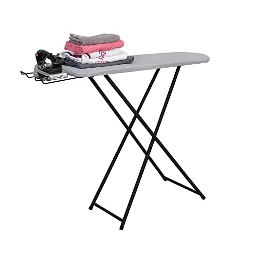 Tábua Mesa de Passar Roupa Dobrável Com Suporte Para Ferro e Revestimento Térmico Plus - LH Móveis (Preto)