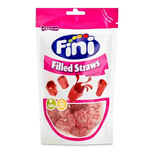 Fini Taco Torcida Rellena Pica con Zumo de Fruta | Sour Filled Straws - 165 gr