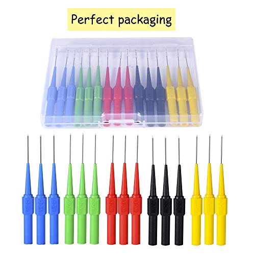 BingSnow Non-destructive Pin Test Probes Pin Insulation Piercing Needle, 15 Pack Probes Pin Set Use for Car Tester (Black, Red, Green, Yellow, Blue - 3/Each Colors)
