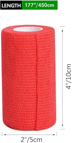 Image of A-Tape Breathable Self Adhesive Cohesive Bandage for Humans & Pets (Dogs, Cats, Birds) -Sports, Wrap, Athletic, Non Woven First Aid Medical, Wrist, Swelling (10 cm X 4.5 mtr) (Pack Of 4, Red)