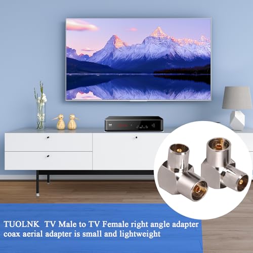 TUOLNK TV Aerial Male to Female 90 Degree TV Aerial Coaxial Connector TV PAL Female to Male Right Angle Aerial Adapter for Aerial Cable Satellite Cable 4Pcs - Image 2