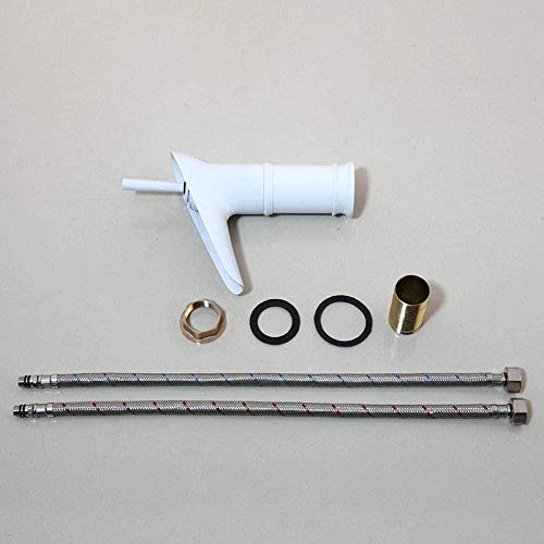 Robinet mélangeur d'eau blanc avec bec cascade pour lavabo et bassin - 5