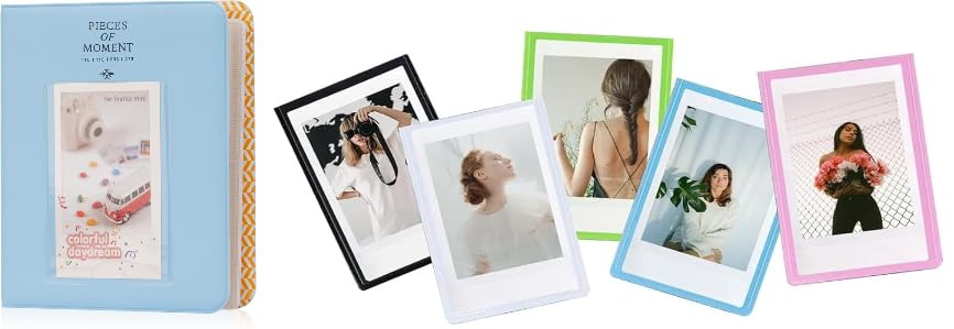 Image of ZENKO 64-Pocket Album + 5 Magnetic Frames fits Fujifilm Instax Mini (12, 11, 9, 8, 40, Evo, Liplay), Mini Link Printer, Polaroid Snap Touch, PIC-300, Z2300 Mint Instant Cameras (Blue)