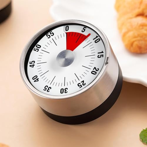 Image of Kitchen Timers for Cooking, Magnetic 60 Minute Mechanical Wind Up Timer Manual with Loud Alarm and Stainless Steel Body for Chef Home Baking Cooking Oven Salon