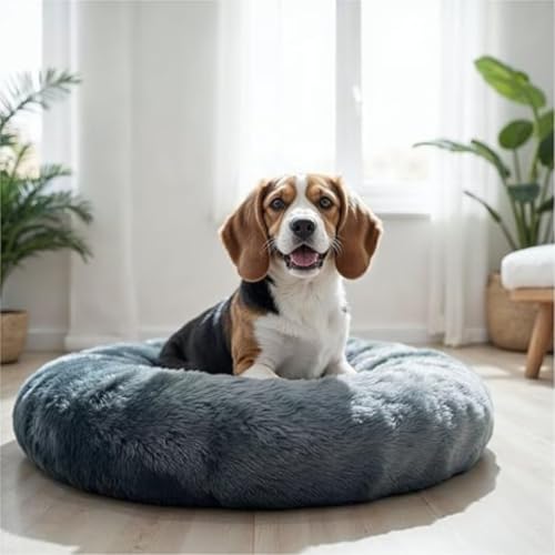 Image of ZEXSAZONE Round Donut Pet Bed for Cats and Puppies Dogs, Cozy and Plush, Raised Bedside Support, Both Sides Use Like 2 in One, Washable, Sizes for Small, Medium, and Large Pets. (Grey, Small)