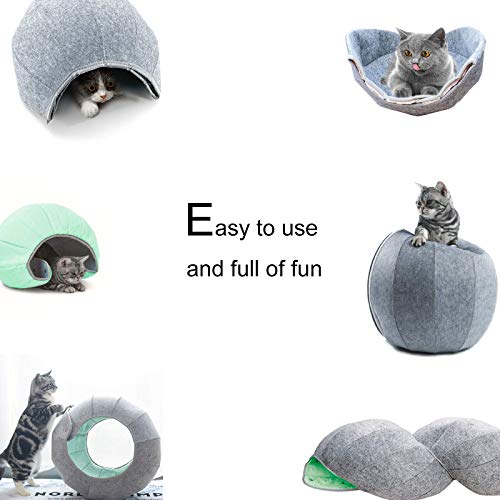 Cat Tunnel Beds for Indoor Cats, K1 Soft Cat Cave Multi-Function Foldable Cat Toy for Puppy Dogs and Cats (Green) - Image 3
