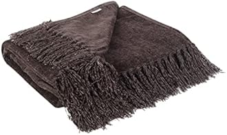 Cazimo Soft Chenille Premium Throw Blanket, Fade Resistant, All Seasons, Soft Decorative Throw for Living Room, Sofa, Chair, Lightweight with Tassels Fringe, TC - 220, Pack of 1 Pcs 60x50 Inches, Grey