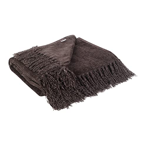 Cazimo Soft Chenille Premium Throw Blanket, Fade Resistant, All Seasons, Soft Decorative Throw for Living Room, Sofa, Chair, Lightweight with Tassels Fringe, TC - 220, Pack of 1 Pcs 60x50 Inches, Grey