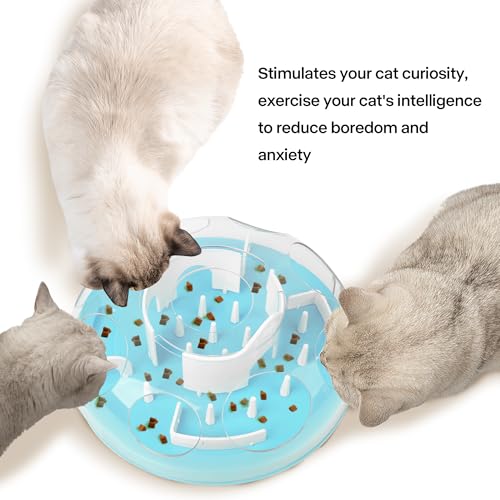 Pet Prime Cat Puzzle Feeder Interactive Enrichment Toys for Indoor Cats Slow Feeder Food Treat Puzzle Cat Stimulation Toys Blue - Thumbnail 4