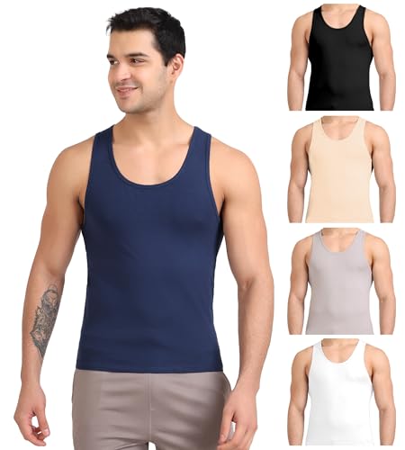 Image of Freecultr Cotton Vest for Men Sleeveless Lightweight Solid Round Neck Comfort Vests | Ultra-Comfortable, Breathable, and Moisture-Wicking Innerwear Sando for Gym, Yoga, Running, and Daily Casual Wear