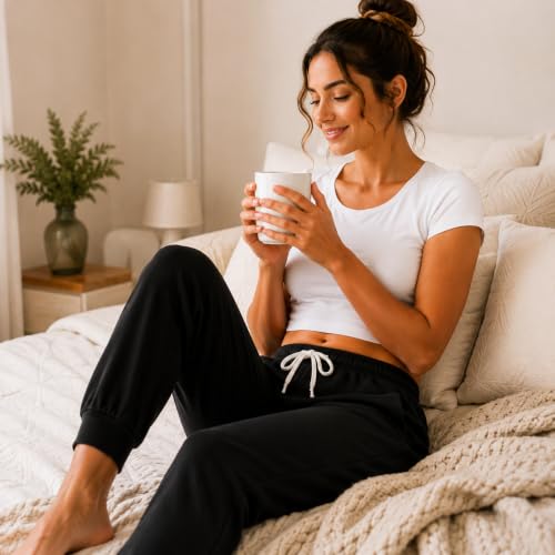 Image of Essential Elements Womens 3 Pack 100% Cotton Joggers Lounge PJ Sweatpants | Soft Breathable Everyday Knit With an Elastic Waist and Tapered Fit, Cozy for Sleep, Workouts and Casual Wear