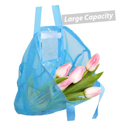 NOLITOY Portable Mesh Beach Bag for Women Large Capacity Zippered Tote for Beach Essentials for College Travel Gym and Camping3