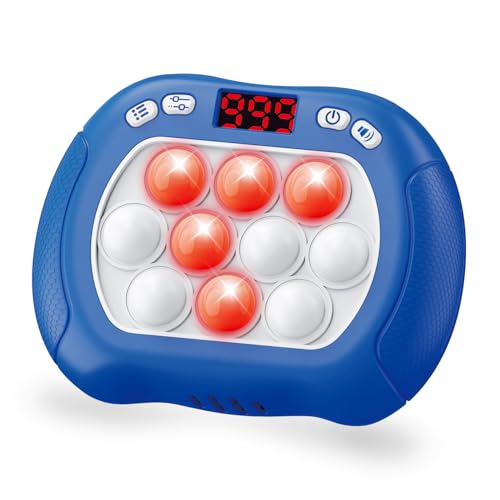Intoypad Pop Game Light Up Fidget Toy for Kids, 6 Modes LED Screen Quick Push Pop Game Controller Electric Fidget Popper Game Bubble Road Trip Car Game Birthday Toys for Kids Boys Blue