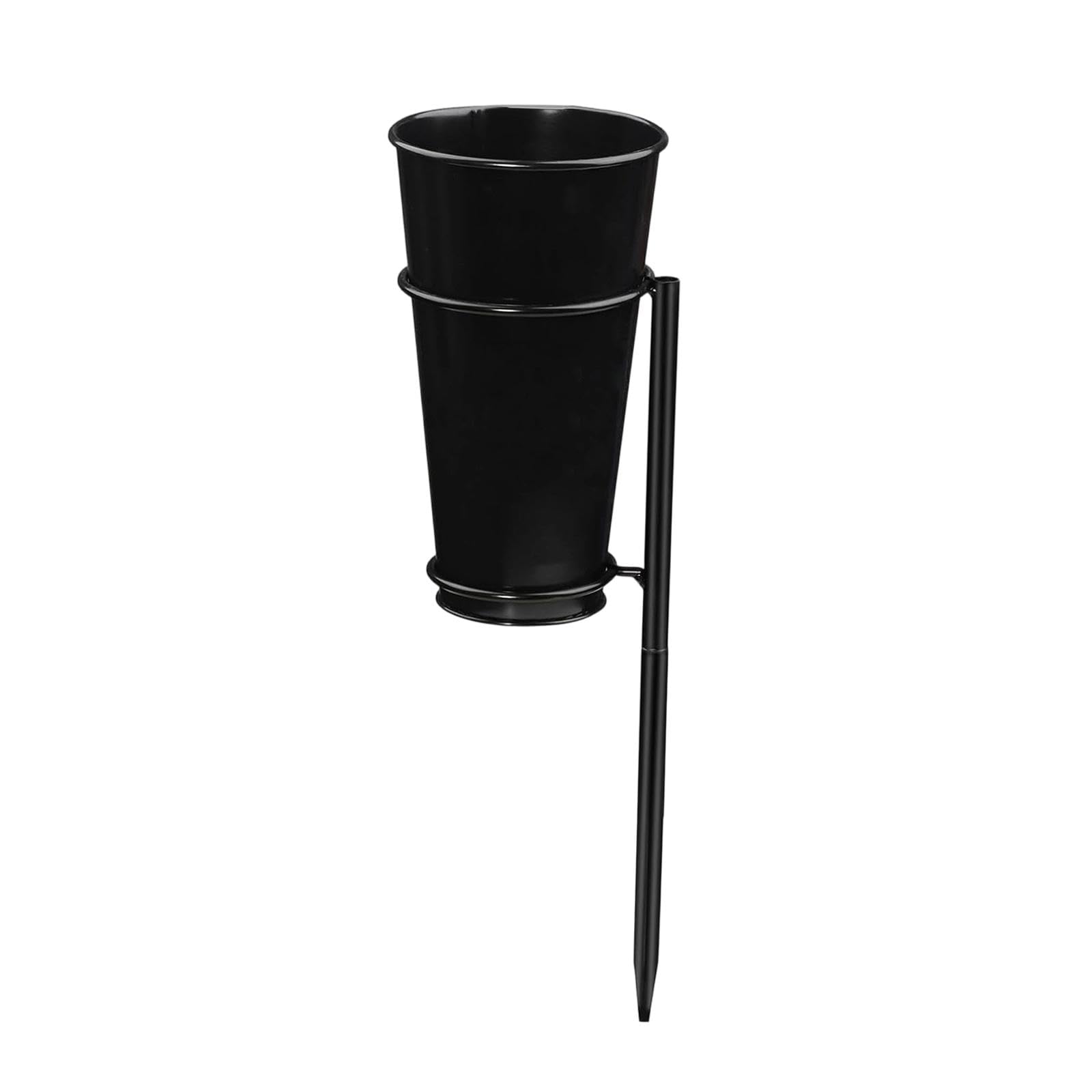Cemetery Vase Flower Holder, Metal Detachable Black Memorial Floral Vase with Stake, Outdoor Lawn Flower Arrangement Stand, L image 5