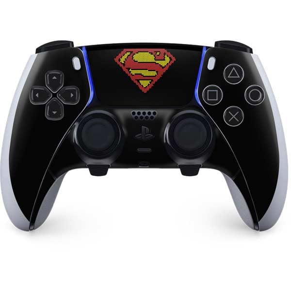 Skinit Decal Gaming Skin Compatible with PS5 DualSense Edge Pro Controller - Officially Licensed DC Comics Superman Logo Pixels Design