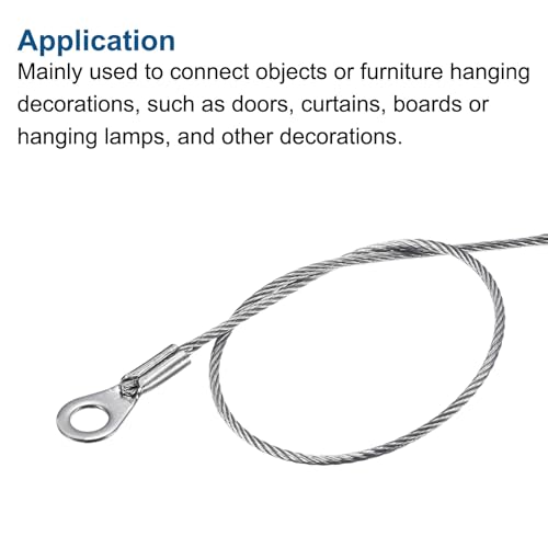 Image of PATIKIL Stainless Steel Lanyard Cable 1.5mmx10cm, 10 Pack Eyelets Ended Security Wire Rope with 20 Pack Key Ring