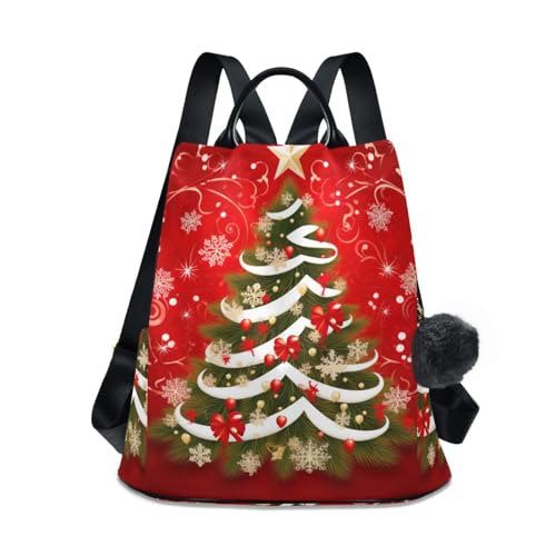 Sac à dos motif sapin de Noël sur fond rouge pour femme le cadeau idéal pour voyager sereine