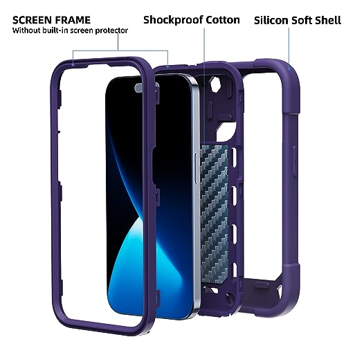Image of MARKILL Compatible with iPhone with Built-in 360Rotating Ring Stand, Military Grade Drop Protection Full Body Rugged Heavy Duty Case Durable Cover (Deep Purple, iPhone 15 Pro Max 6.7 inch)