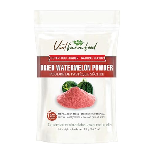 WATERMELON POWDER 2.47 oz (70g) VIETFARMFOOD: Pure freeze-dried fruit powder made from real fruit with no added sugar - Perfect for daily nutrition to keep your body full of vitality.