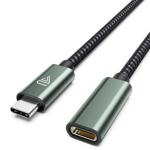 Faracent Cable de extensión USB tipo C (1 m/10 Gbps), USB 3.2 tipo C 3.1 macho a hembra de carga y sincronización para PSVR2 MacBook Air M2 Pro iPad Mini/Pro Dell XPS Surface Book verde negruzco