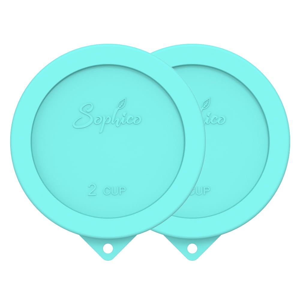 Sophico 2 Cup Round Silicone Storage Cover Lids Replacement for Anchor Hocking and Pyrex 7200-PC Glass Bowls (Container not Included) | Mint, 2 Pack |