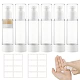 KOSMETIK PUMPSPENDER AIRLESS 6 STÜCK CREME SPENDER 80ML, MIT AUFKLEBER, CREME PUMPSPENDER LEER LOTION PUMPFLASCHE, NACHFÜLLBAR VAKUUM KOSMETIKBEHÄLTER, FÜR LOTIONEN, SHAMPOO, KOSMETIK