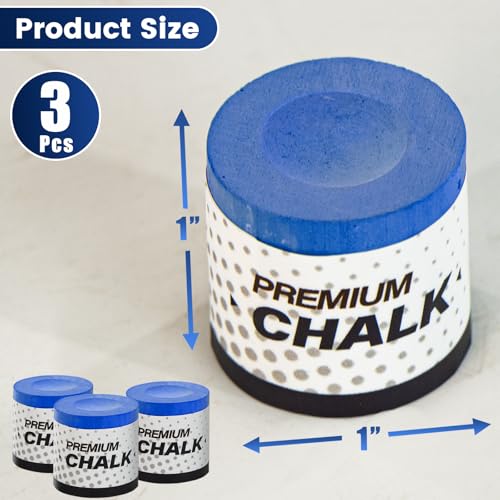 Pool Chalk 3 Pcs Billiards Cue Stick Premium Chalk Pure Cube Round Chalk Table Accessories High Performance Low Deflection for Professional Tournament Snooker Games, Gifts, Home Blue - SOLROS