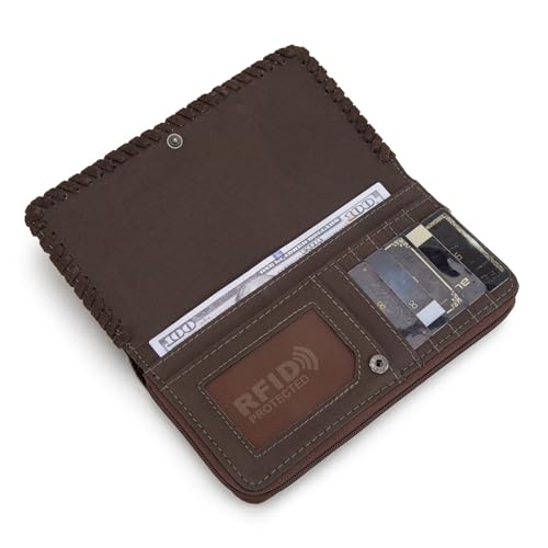 Image of Montana West X Warngler Brown Wallets for Women Western Cowboy Credit Card Wallets, Card Cases & Money Organizers Large Capacity Bifold Wallet Womens Female Ladies Clutch Wallet