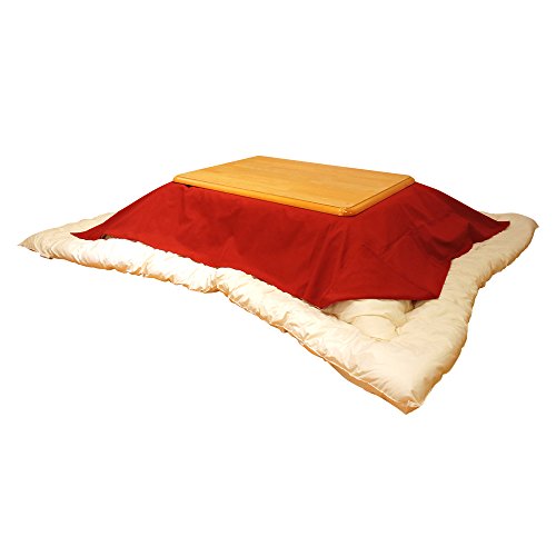 こたつ上掛けカバー 小判長方形 紬カラーレッド 145×195cm マルチカバー 綿100% 無地 日本製 眠り姫