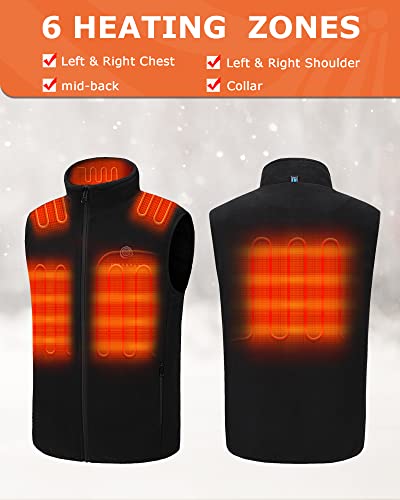 Venustas Men's Fleece Heated Vest With Battery Pack 7.4V, Lightweight Insulated Electric Vest #TOP1